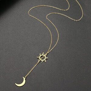 Sun moon gold woman's necklace